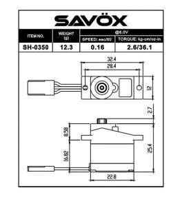 SAVOX Servo (6v-2.6kg-0.16s) SH-0350+