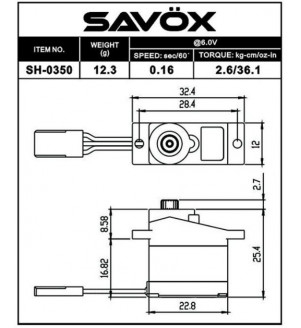 SAVOX Servo (6v-2.6kg-0.16s) SH-0350+