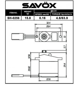 SAVOX Servo (6v-4.6kg-0.16s) SH-0256