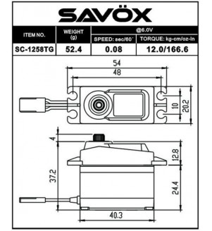 SAVOX Servo (6v-12kg-0.08s) SC-1258TG